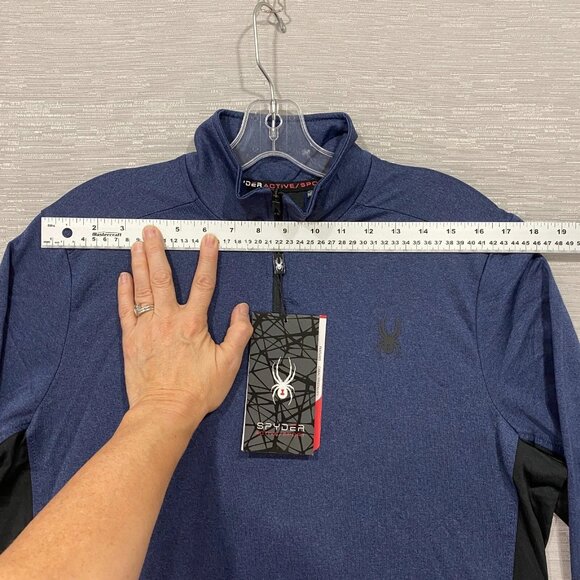 SPYDER 1/4 Zip Shirt Mens Medium Blue Base Layer Quick Dry Pullover Activewear - Picture 11 of 14